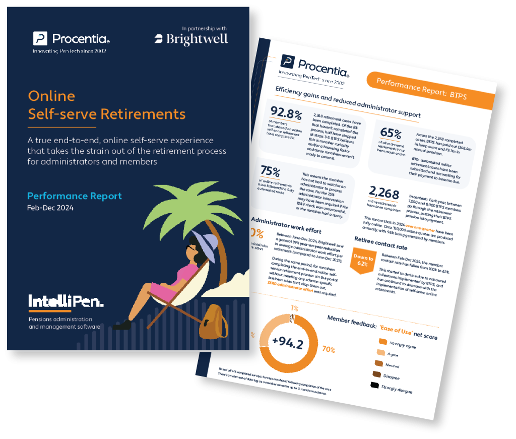 Self-serve retirements performance report - example pages